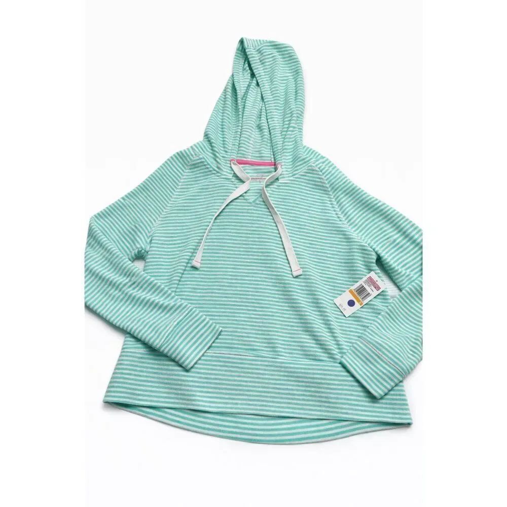 NWT Vineyard Vines Green White Stripe Terry Cloth Towel Hoodie Size Small New
